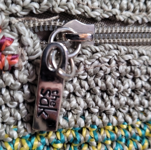 The Sak Belle Crochet Shoulder Bag inBeige/Taupe Multi Rainbow Stripe. - Picture 4 of 7